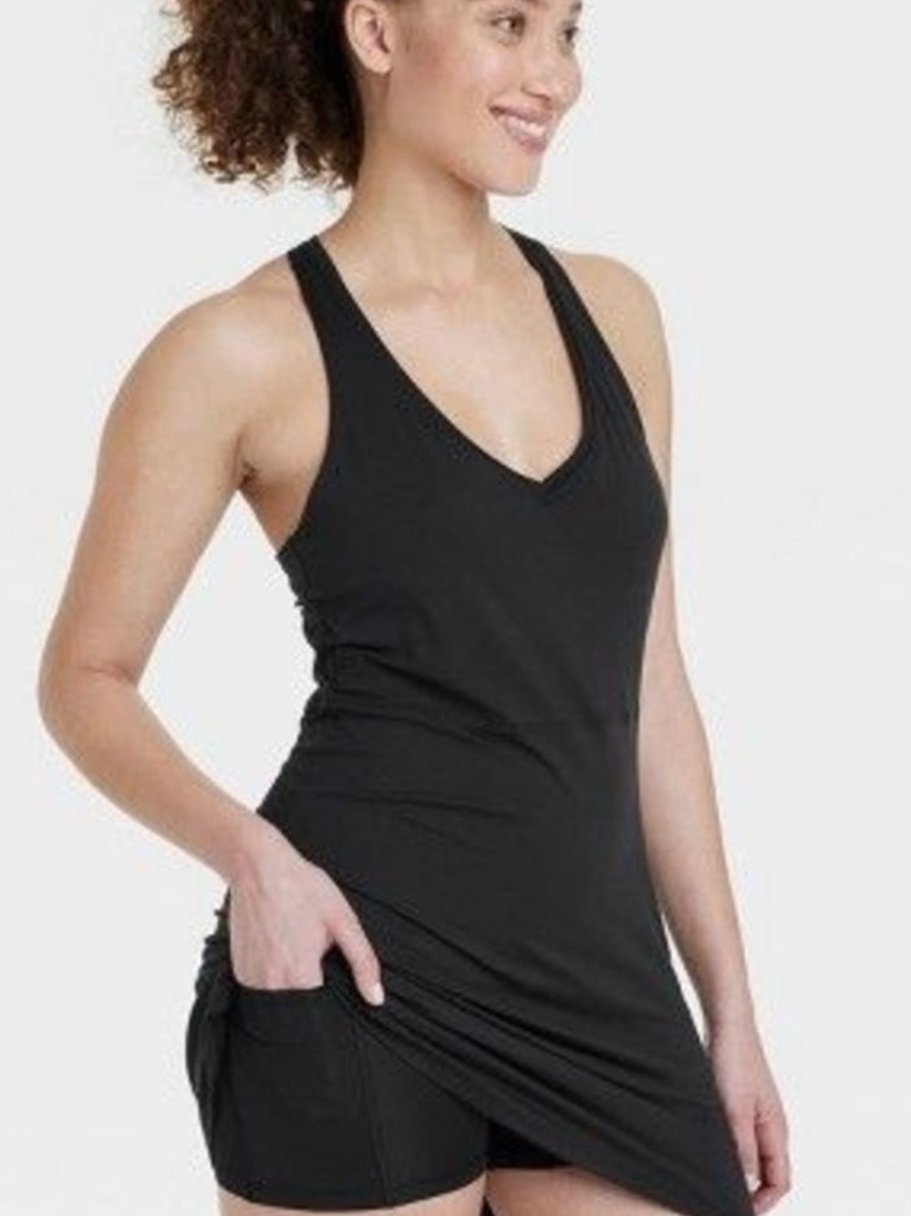 Xhilaration Black Halter Active Dress with Built-In Shorts